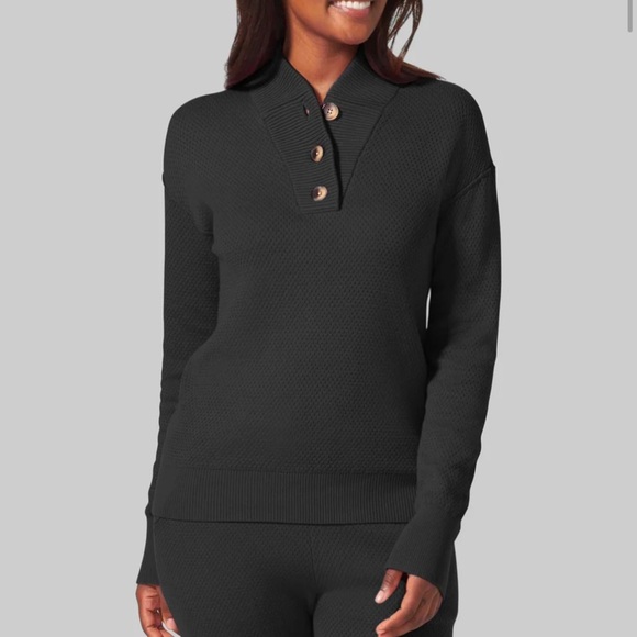 Tommy John Henley lounge sweater knit is n “Tap Shoe” black. Thick and cozy! - Picture 3 of 10